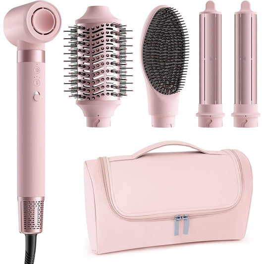 292221 - MESCOMB Set flokësh 5-në-1 Airstyler, tharëse flokësh jonik, hekur kaçurrelash me mbështjellje automatike, furçë për vëllim, piastër, çantë udhëtimi
