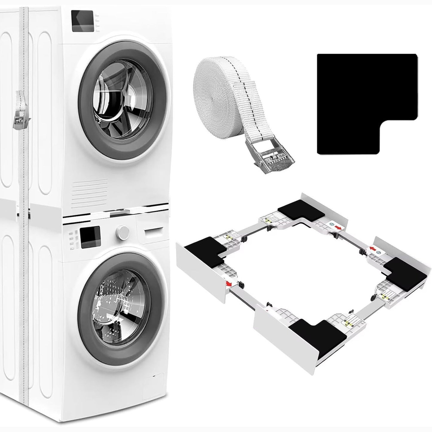 288367 - NIUXX Set Kornize Universale Lidhëse për Lavatrice dhe Tharëse, Set për Instalim të Ndërmjetëm 46-66cm, Set Grumbullimi me Litar me Rrathë