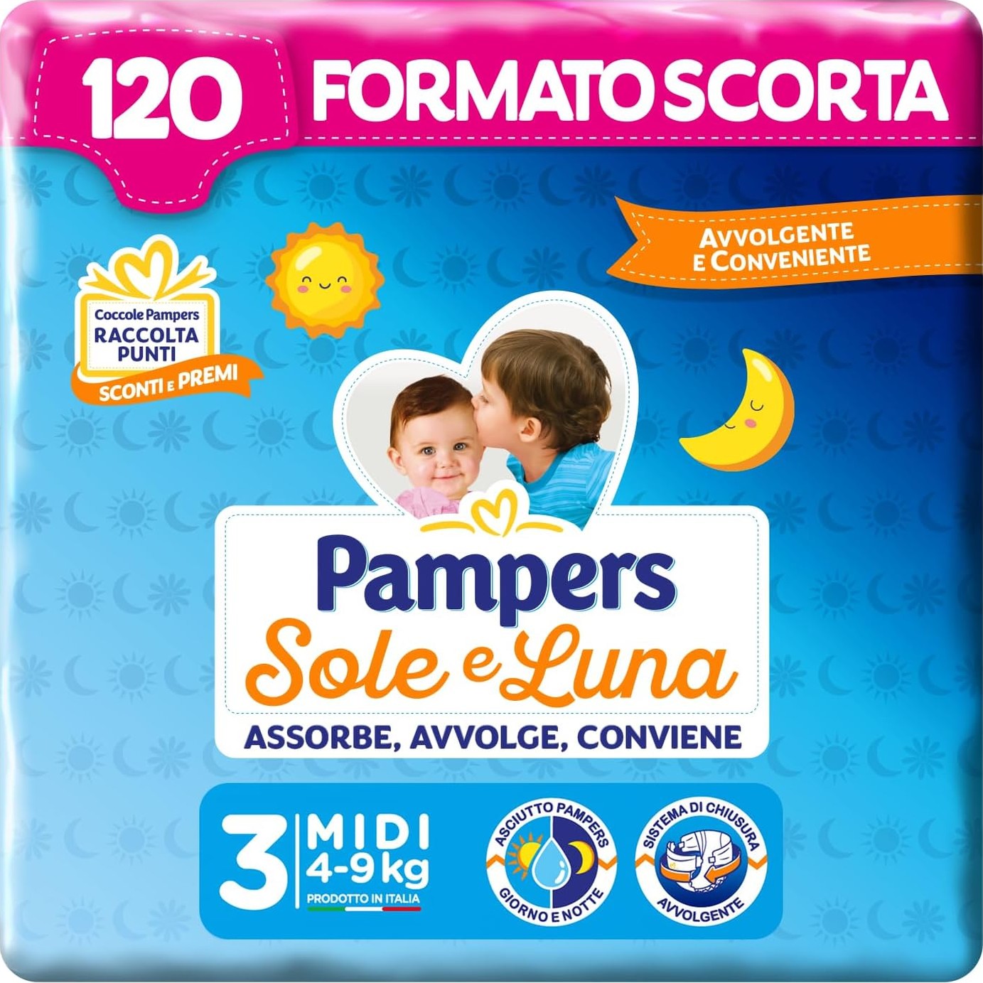 293189 - Pampers - Pelena Sole e Luna Midi, Madhësia 3 (4-9 kg), 120 pelena