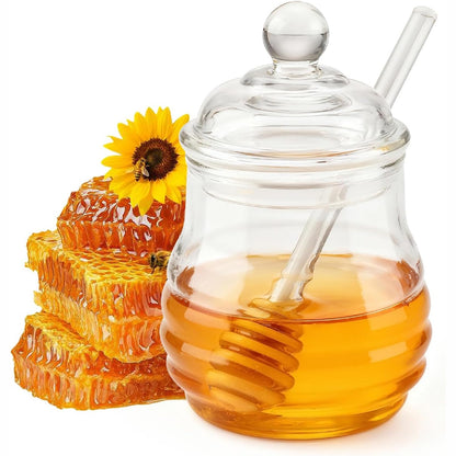 229999 - WOZZIES HONEY POT, 280 ML HONEY POT ME LUGË, DISPENSUES SHURUPI QELQI PËR RUJTJEN E REÇELIT, SHURUP PANJE, DHURATA PËR SHTËPI DHE KUZHINË