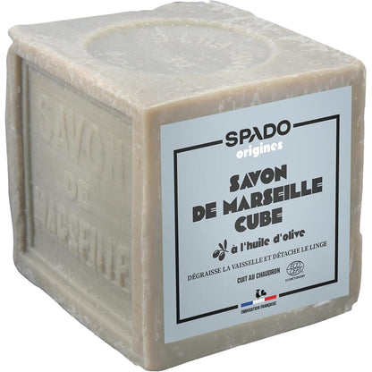 322089 - SPADO ORIGINES Kub sapuni Marseille - Pastrues, zhyrosës dhe heqës njollash - 100% me bazë bimore - Ecocert - 300g - Prodhuar në Francë
