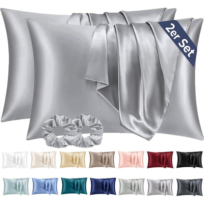 216587 - MBULESE JASTËKU SATEN, DIMENSIONE: 50x70, SET ME 2 COPË, NGJYRË GRI, Oeko-Tex