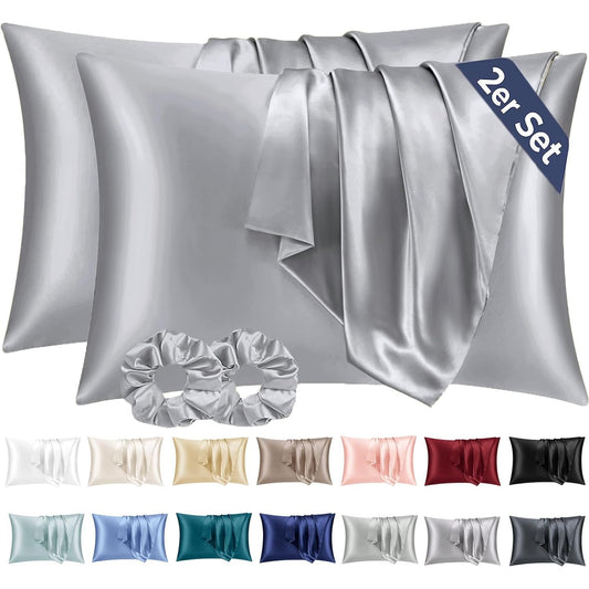 216587 - MBULESE JASTËKU SATEN, DIMENSIONE: 50x70, SET ME 2 COPË, NGJYRË GRI, Oeko-Tex