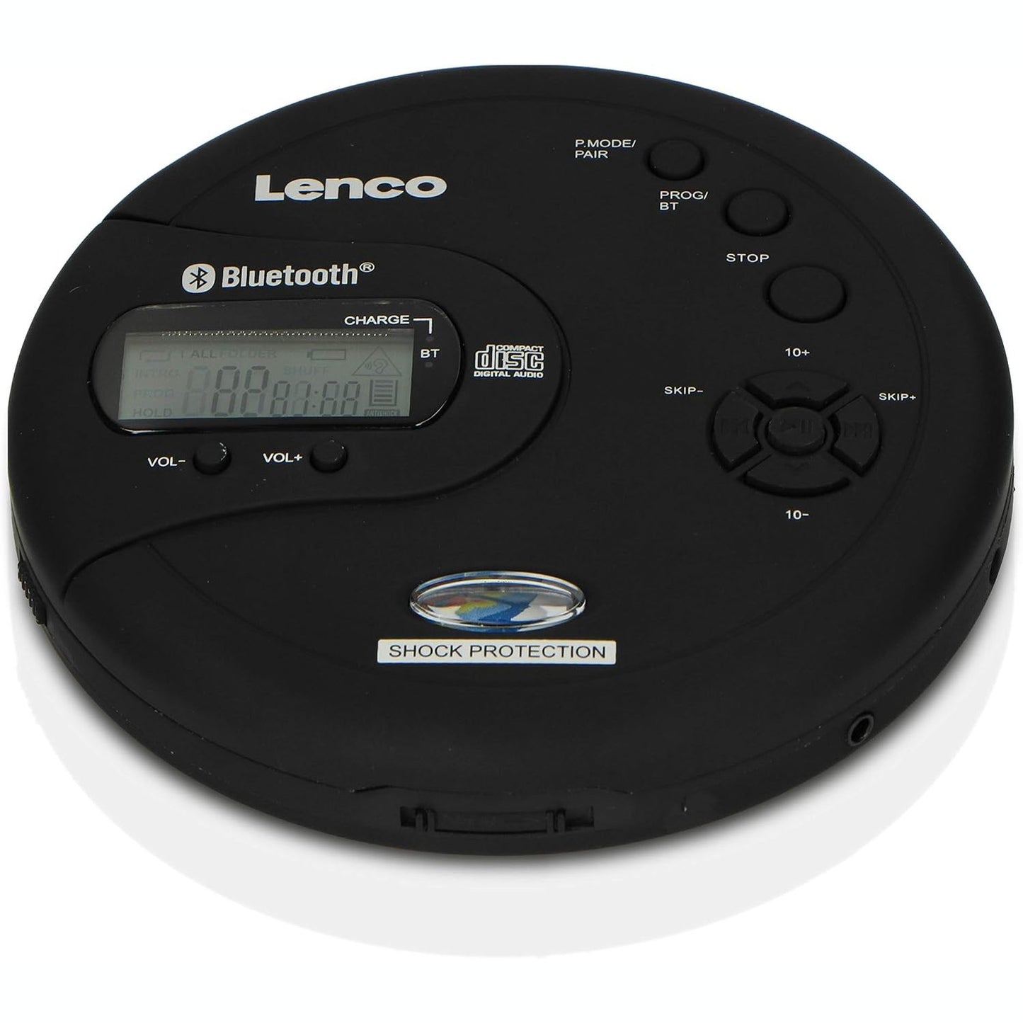 292599 - LENCO CD-300 Walkman për CD të lëvizshëm, Bluetooth, Funksion MP3, Kundër goditjeve, 2 bateri 2000mAh, Kufje, Kabllo karikimi Micro USB, E zezë