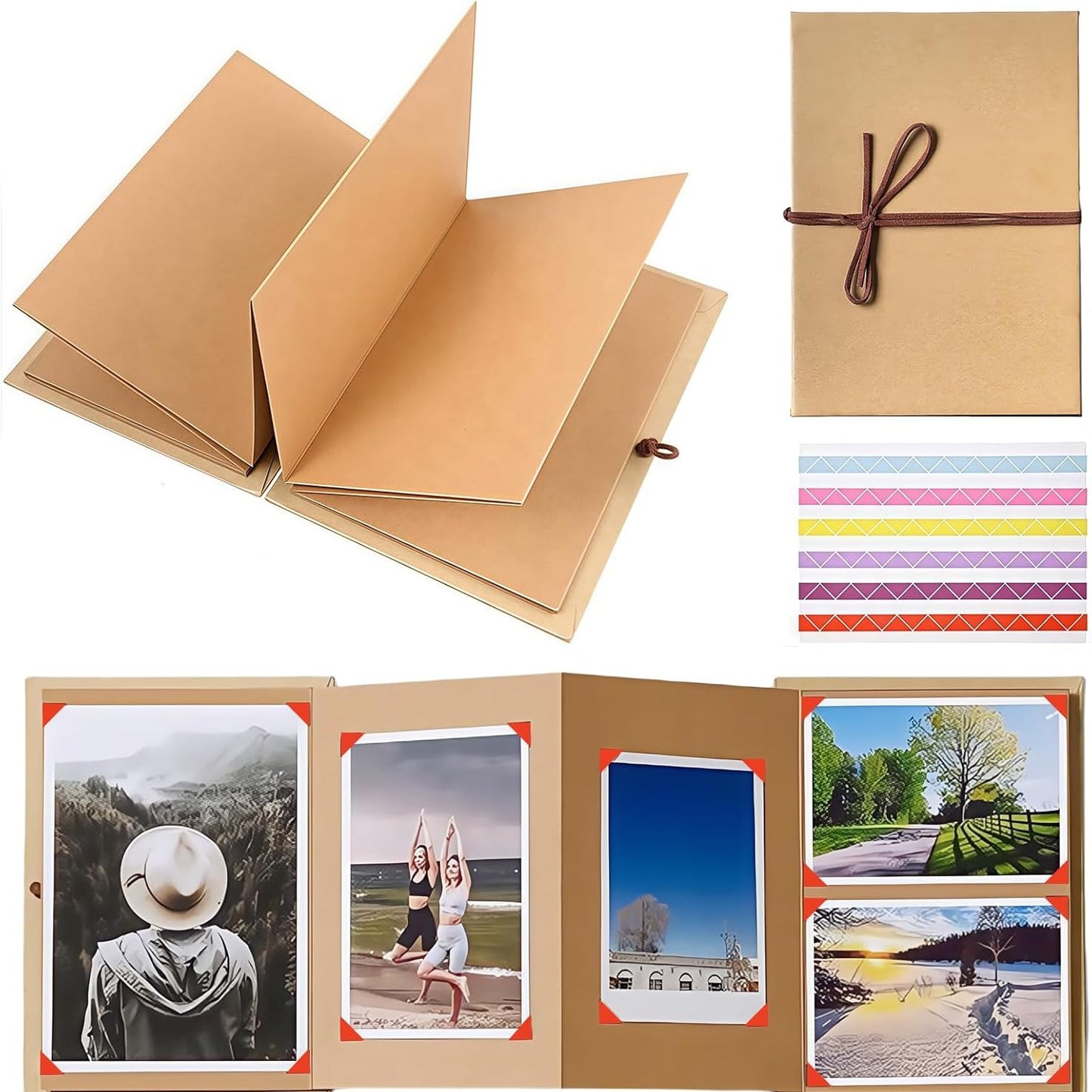 249055 - ALBUM Fotosh i Palosshëm 12×18 cm, album fotosh me ngjitje DIY, 34 anësorë dhe kënde fotosh, album në stil fizarmonike për përvjetor, dasma, ditëlindje fëmijësh, Ditën e Shën Valentinit