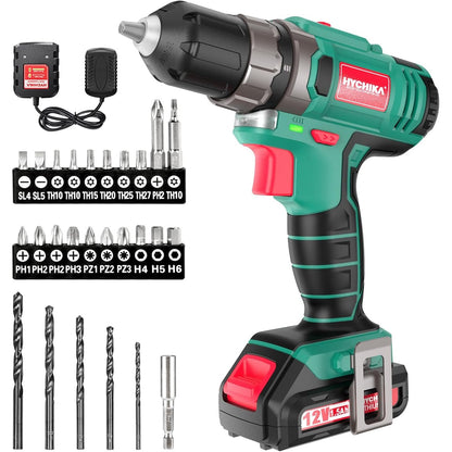 322314 - HYCHIKA Sharrë pa tel 12V, kaçavidë pa tel 30Nm, 21+1 cilësime çift rrotullues, 2 shpejtësi të rregullueshme, 26 aksesorë, dritë LED