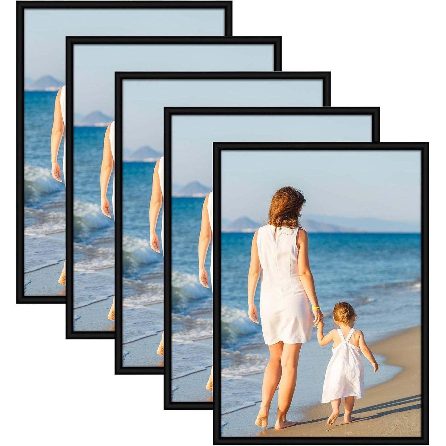 184330 - ALISHOMTLL - Set prej 5 Korniza të Zeza Plastike për Foto, Madhësi A3 (29.7 x 42 cm), për Foto të Shumëfishta