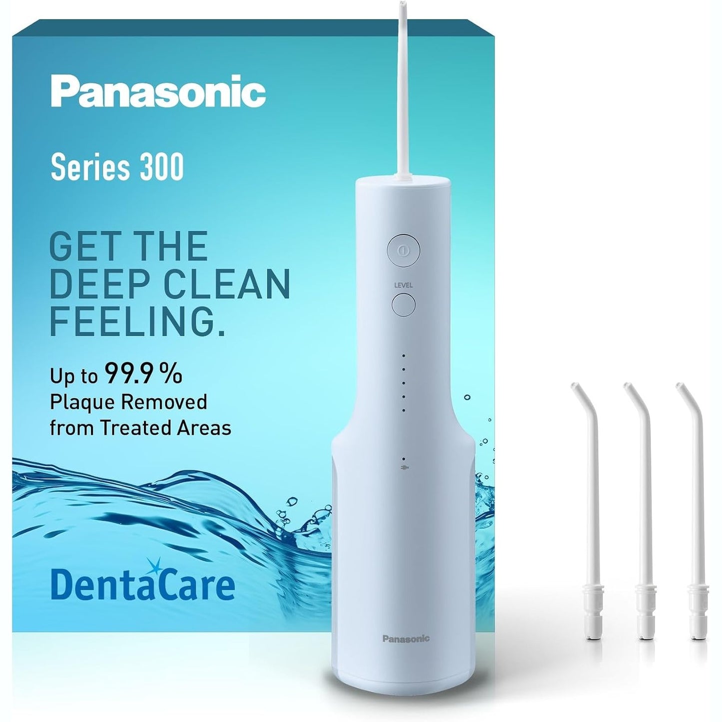 320950 - PANASONIC Pastrues dhëmbësh me ujë ultrasonik Series 300 EW-DJ27-A303, Ujitës Oral, Kapacitet: 200 ml, IPX7, 4 Gryka Standarde, 5 Cilësime Presioni, Aksesorë Udhëtimi, Ngjyra: Blu
