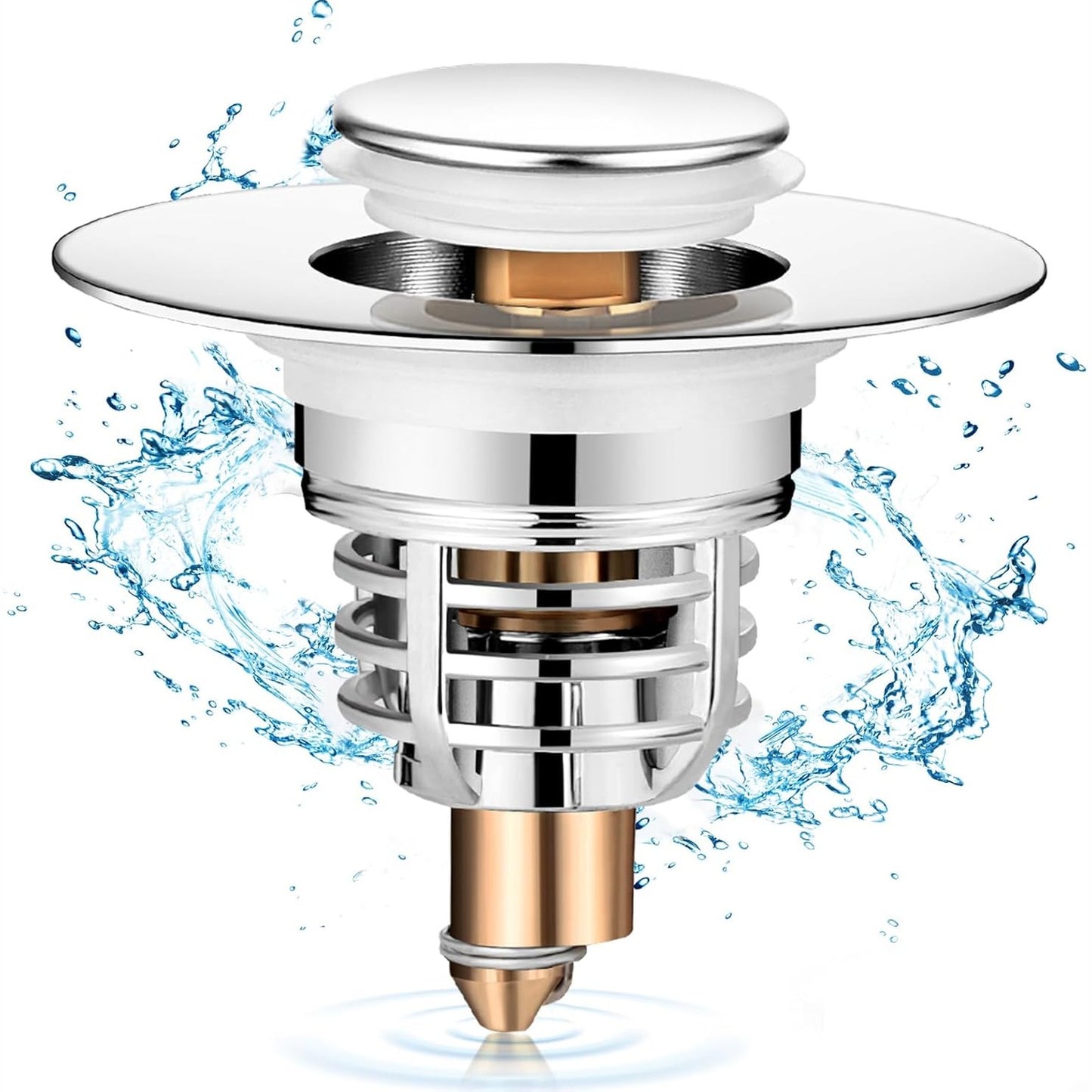 289229 - Tapë Lavamani Banjo Diboniur, Tapë për Bide Universale të Përmirësuar, Tapë Kullimi Metalike për Vaskë, Kuzhinë, Lavaman (Hapja e Vrimës së Kullimit 32-41 mm)