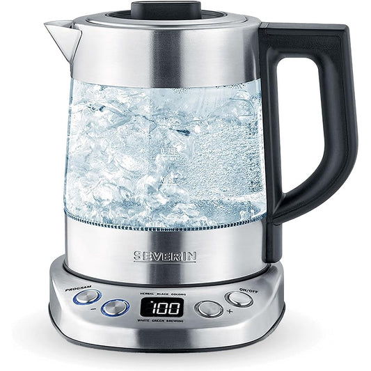 162146 - SEVERIN Çajnik për Ujë dhe Çaj, me 5 Programe të Paracaktuara, Temperaturë dhe Kohë e Rregullueshme, nga Çeliku Inox, Kapacitet 1.0L, Fuqia 2200W - WK 3473