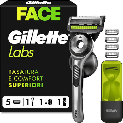289615 - GILLETTE LABS BRISKË PËR BURRA, ME 5 FISHEKË ZËVENDËSUES, GRI