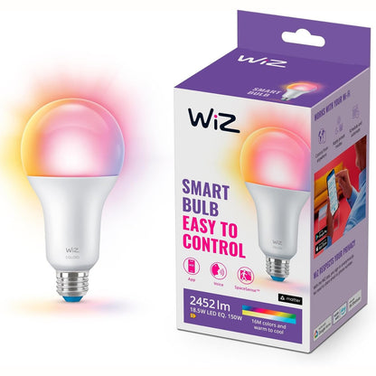 217789 - WiZ Llambë LED e akordueshme, e bardhë dhe me ngjyra, E27, 150 W, e zbehtë, 16 milion ngjyra, kontroll inteligjent nëpërmjet aplikacionit/zërit nëpërmjet Wi-Fi