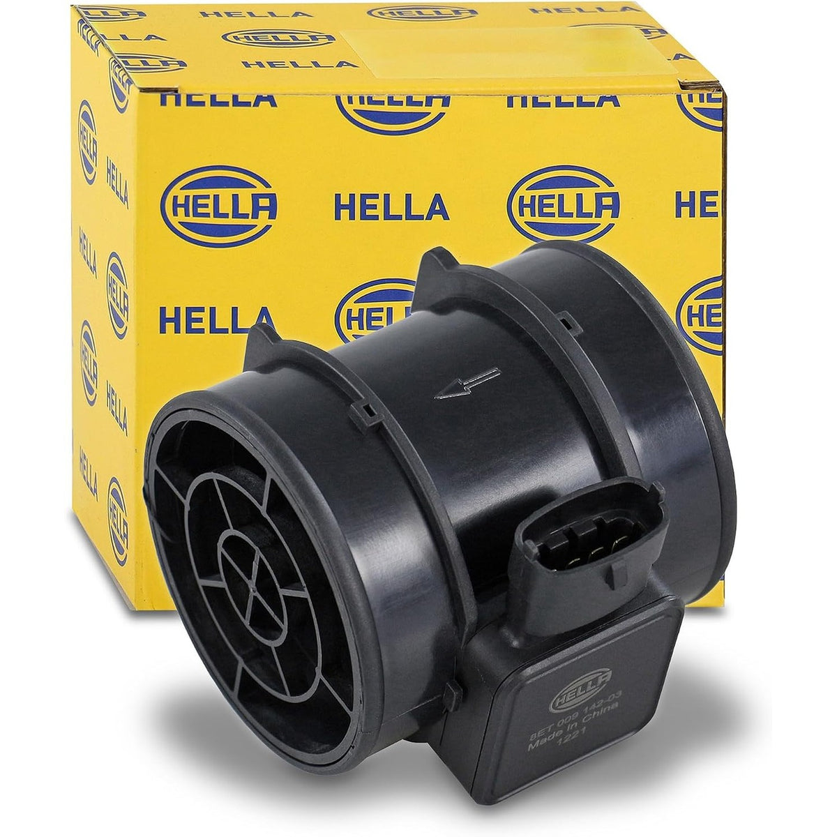 288512 - HELLA 8ET 009 142-031 Matës i masës së ajrit - 4-pin - Lidhje tubi