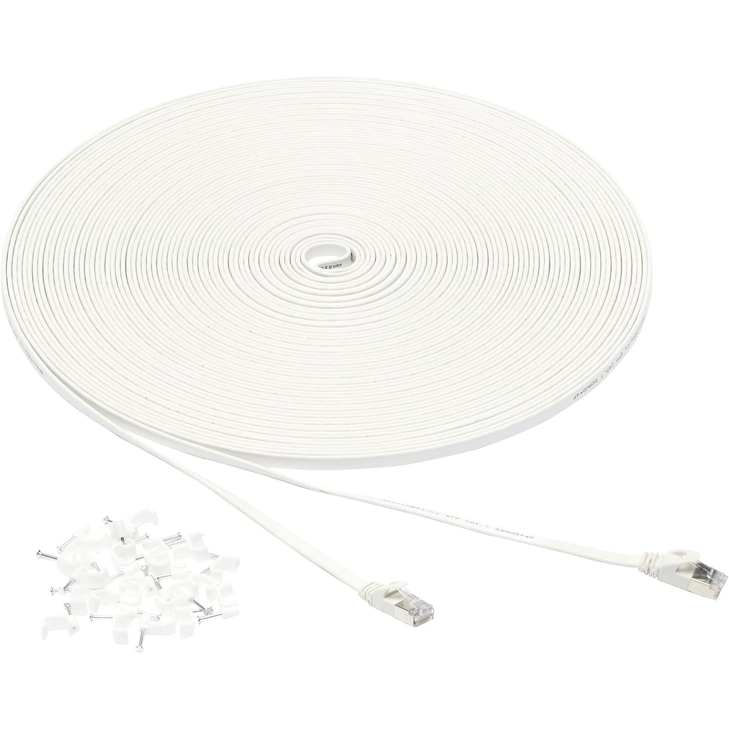 189866 - AMAZON BASICS Kabllo Gigabit Ethernet Cat-7 RJ45, 30.5m, e Bardhë