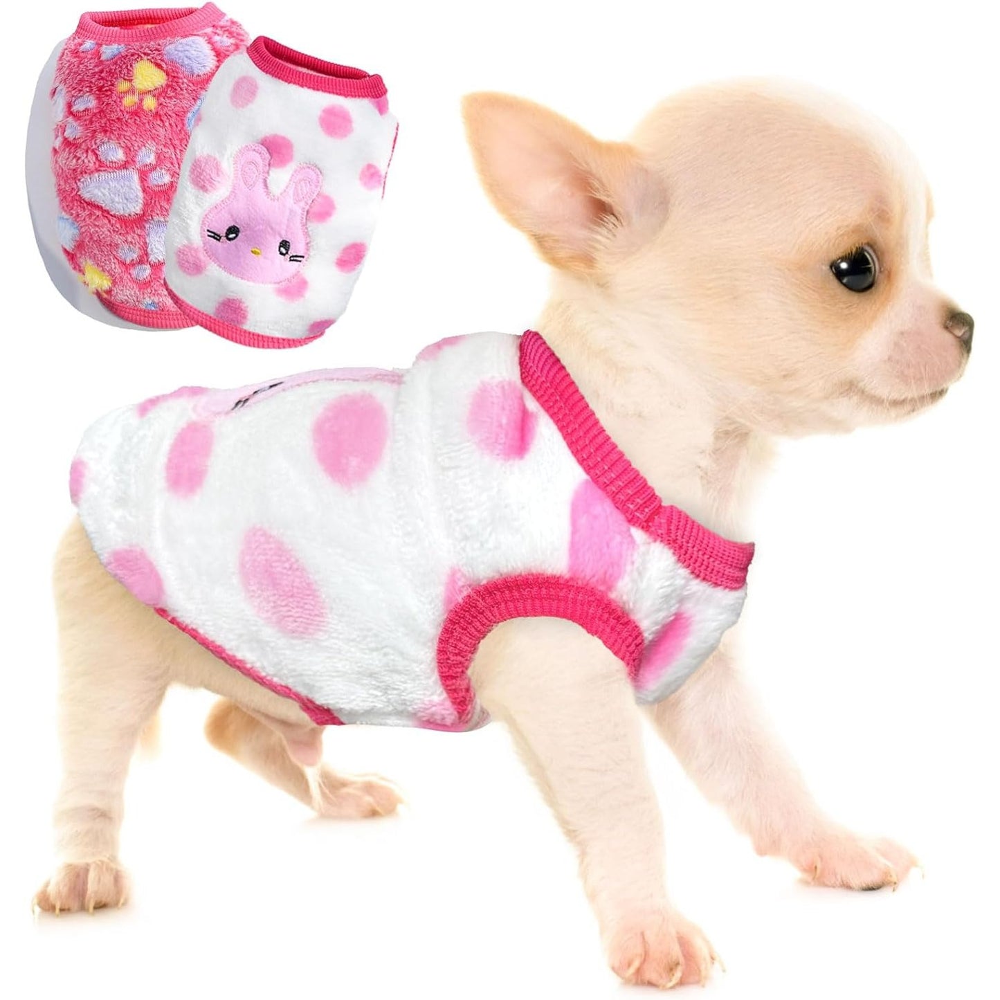 222571 - BLUZA PËR QEN Prej Leshi, Madhësia XXS për Chihuahua, Madhësia XS për Dachshund, 2 copë
