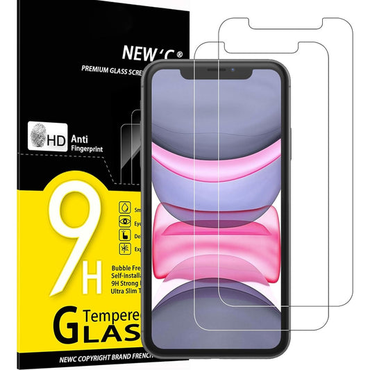 190389 - RE'C - Pako me 2 mbrojtëse ekrani prej qelqi të temperuar për iPhone 11 dhe iPhone XR, Xham ultrarezistent 0.33mm HD, Fortësi 9H