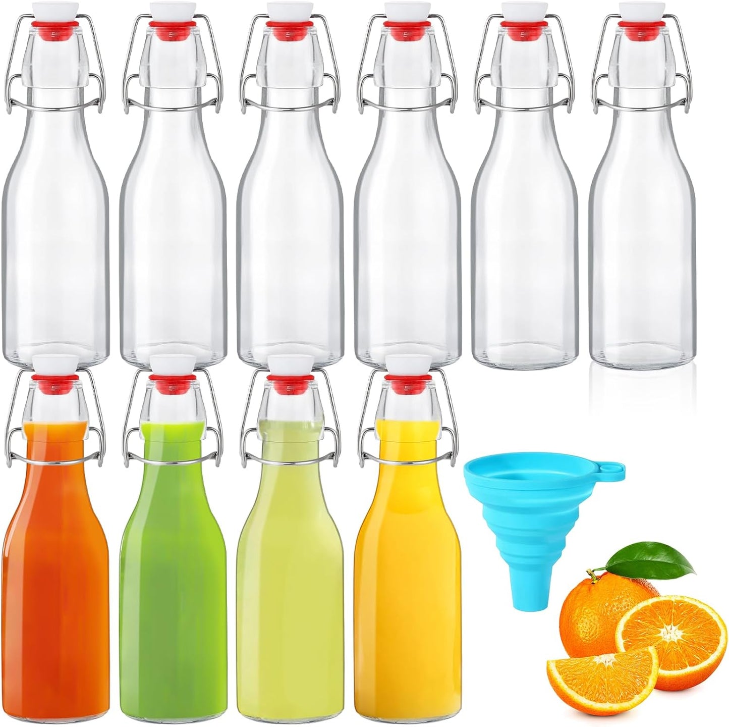 257110 - ZZXLOPEZ Set me 10 shishe qelqi, 250 ml, për pije alkoolike dhe mbushëse me tapë