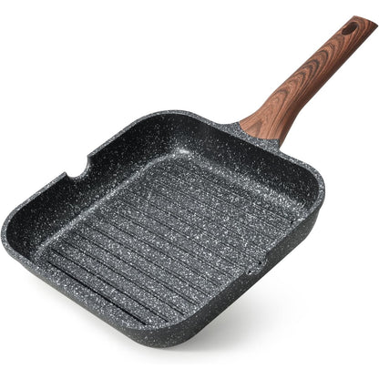 162720 - TIGAN - Tigan Kordisen Jo-Ngjitës 24cm, Skarë Katrore me Veshje Graniti, Grykë e Dyfishtë, e Përshtatshme për të Gjitha Sobat, Përfshirë Induksionin, Pa PFOA