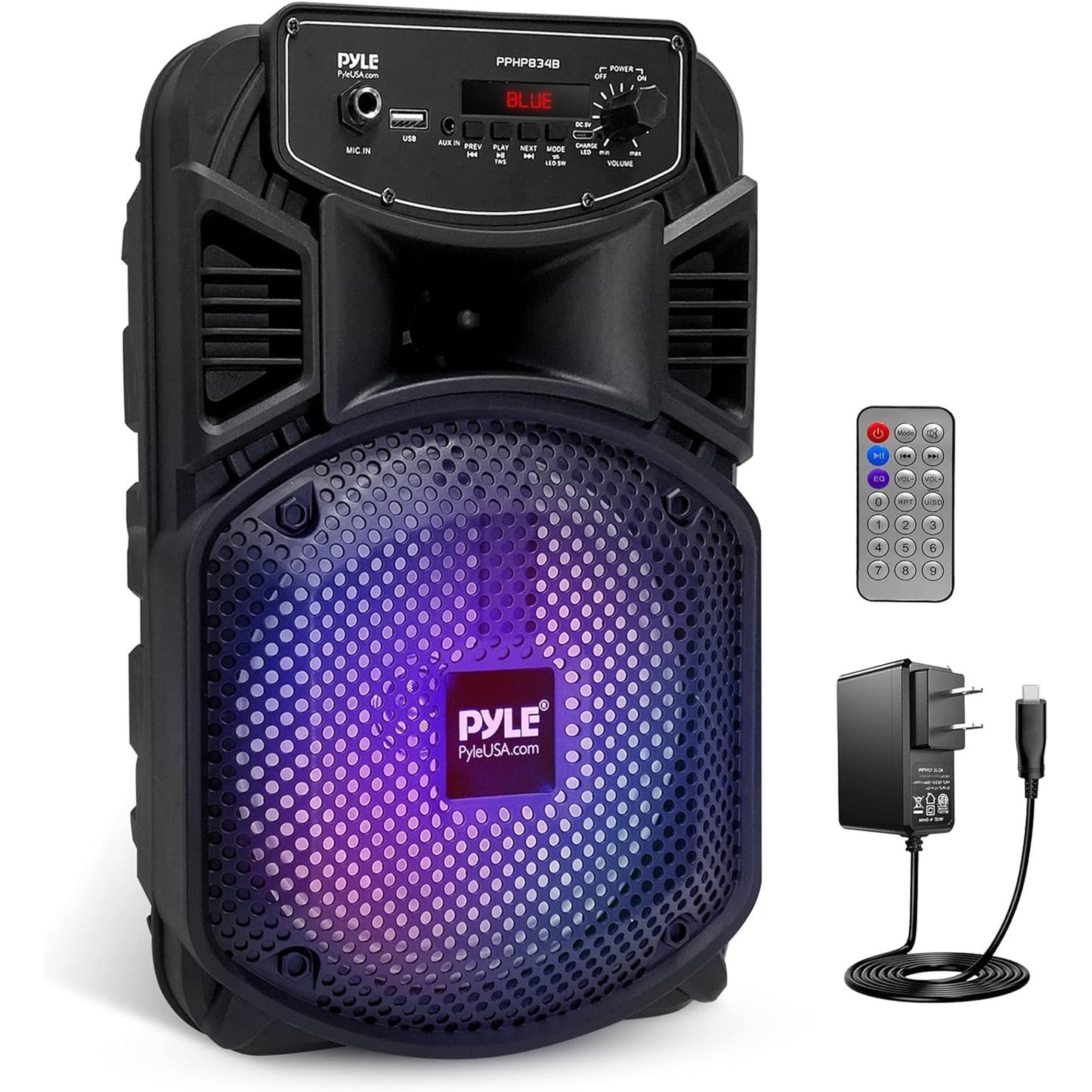 276487 - ALTOPARLANT Bluetooth Pyle PA, Makinë Karaoke, Kuti Muzike Bluetooth me Telekomandë, Altoparlant për Festa, i Rikarikueshëm, Subwoofer 8”, Tweeter 1”, Drita Festash, MP3/USB, Radio, 300W