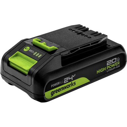 308676 - GREENWORKS Bateri 24V 2Ah e Rikarikueshme për Veglat e Kopshtit 24V, Garanci 2-Vjeçare - G24B2HP750