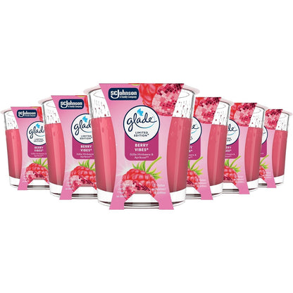 316856 - GLADE Qiri aromatik në gotë, pako me 6 copë, Berry Vibes, deri në 27 orë kohë djegieje (6 x 112g)