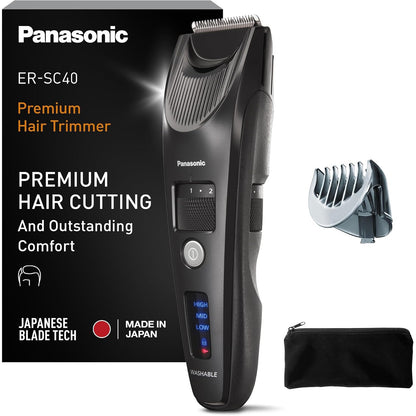 307141 - PANASONIC Makinë prerëse flokësh ER-SC40K803 për burra, portative, pa tel, e papërshkueshme nga uji, 20 cilësime gjatësie, 1 aksesor, e zezë