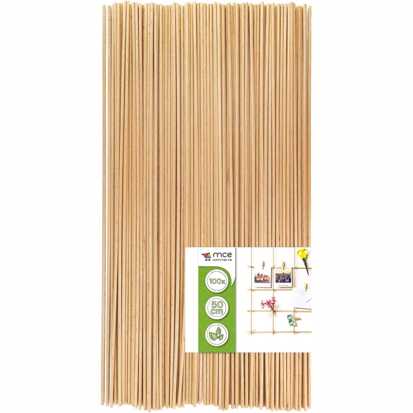 258227 - Pako me 100 kunja të rrumbullakëta prej druri ahu natyral, diametër 4 mm, gjatësi 50 cm