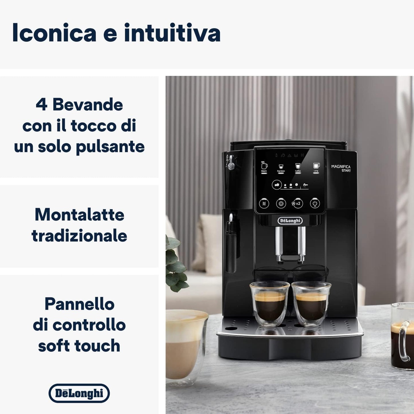 84081 - DE'LONGHI Magnifica Start ECAM222.20.B, Makinë Kafeje Automatike Plotësisht me Shkumëzues Qumështi, Funkison 2x Espresso, Mulli Konik 13 Faza, 1450 W, e Zezë