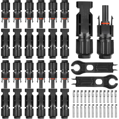 289194 - Selizo - Set Konektorësh Diellorë me 12 Çifte, Konektorë Diellorë IP67 për Panele Diellorë, Konektorë PV, Konektorë Kabllosh për Panele Diellorë Mashkull/Femër 6mm²