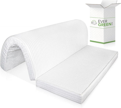 260080 - EVERGREENWEB Dyshek për divan 160x190 cm, 10 cm i lartë, Mbulesë hipoalergjike e bardhë, Dyshek me shkumë të palosshme për mysafirë, Divan-krevat