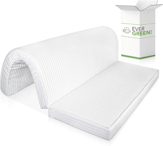 260080 - EVERGREENWEB Dyshek për divan 160x190 cm, 10 cm i lartë, Mbulesë hipoalergjike e bardhë, Dyshek me shkumë të palosshme për mysafirë, Divan-krevat