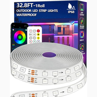 223288 - Shirit LED RGB+IC 10m, IP68 i papërshkueshëm nga uji, dritë litari me sinkronizim muzike Bluetooth