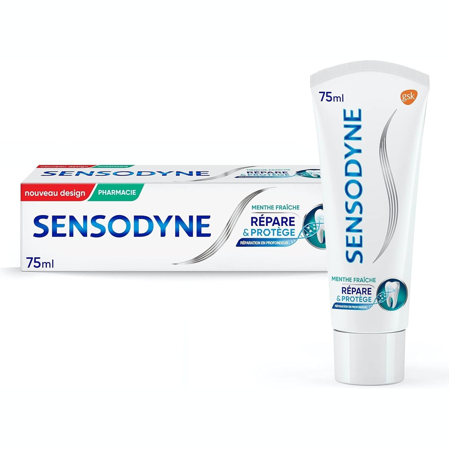 275927 - SENSODYNE - Pastë dhëmbësh për riparim dhe mbrojtje - Riparim i thellë për dhëmbë të ndjeshëm - Klinikisht e provuar për lehtësimin e ndjeshmërisë së dhëmbëve - Me Novamin - Mente e freskët - 75 ml