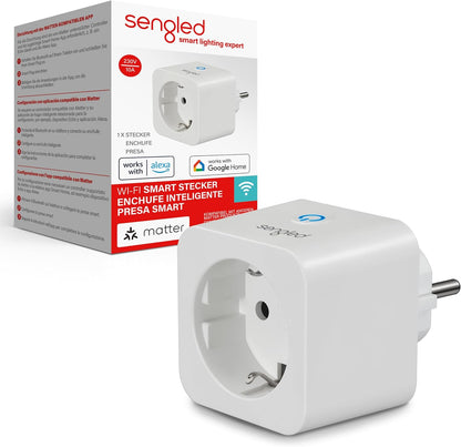 257241 - SENGLED Priza inteligjente, e pajtueshme me Matter, funksionon me Alexa, mbështet deri në 2300W, 2.4GHz, Wi-Fi, 1 pako