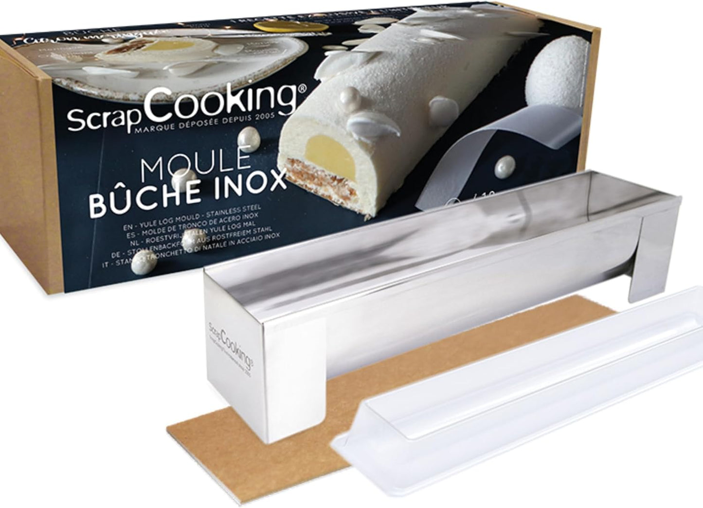 167617 - SCRAPCOOKING - Seti i formave për trung prej çeliku inoks për Krishtlindje, me ulluk metalik dhe recetë, Modeli 1910