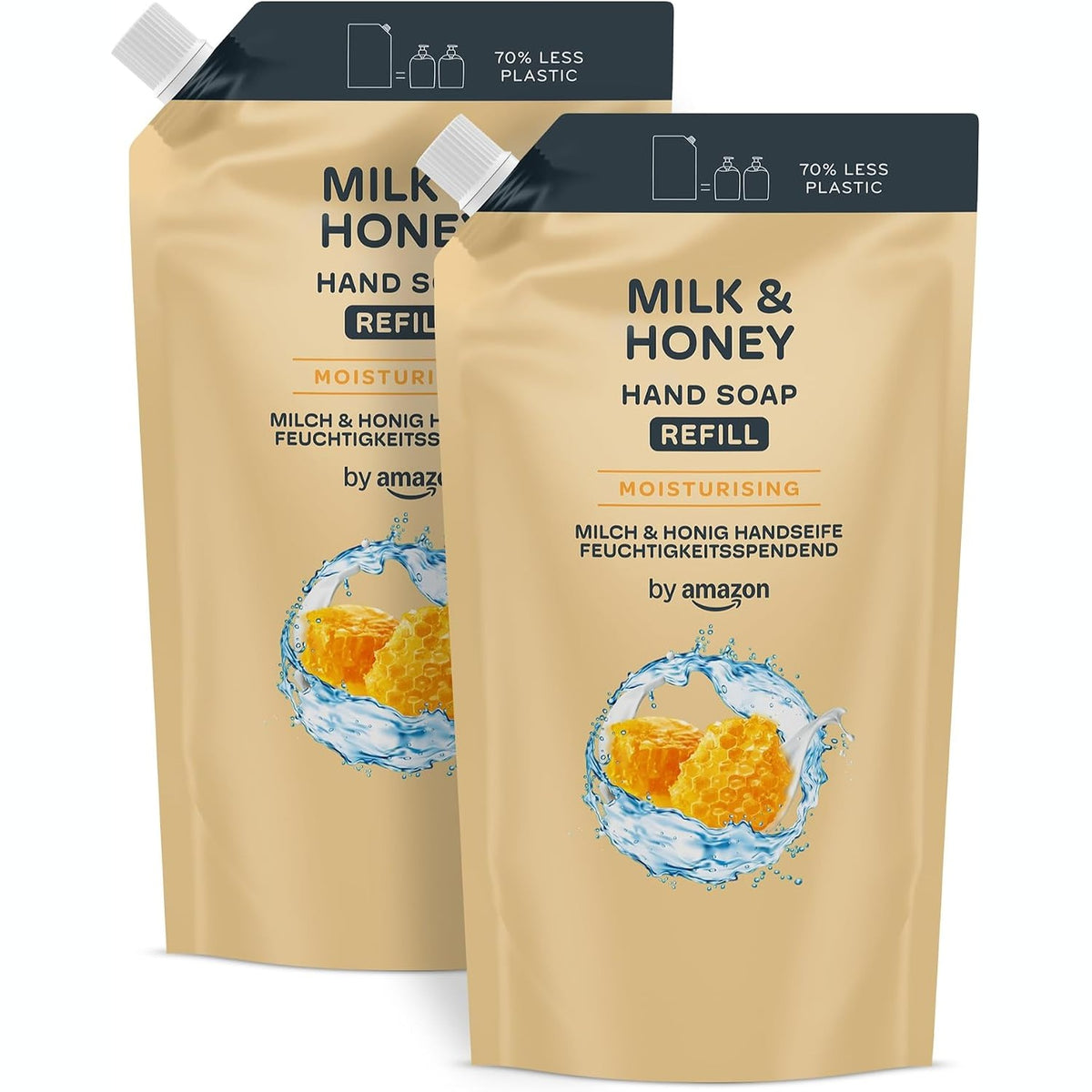 298822 - SAPUN për duar me qumësht dhe mjaltë nga Amazon, 2 x 1000 ml