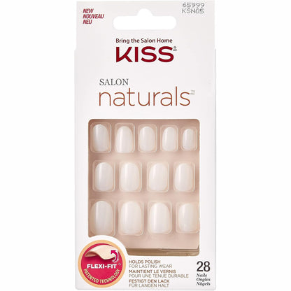 318989 - KISS Salon Natural 'Stir It Up' Thonj artificialë në formë arkivoli të shkurtër bajameje, 28 thonj, 2g ngjitës thonjsh, 1 shkop manikyr, 1 mini limë