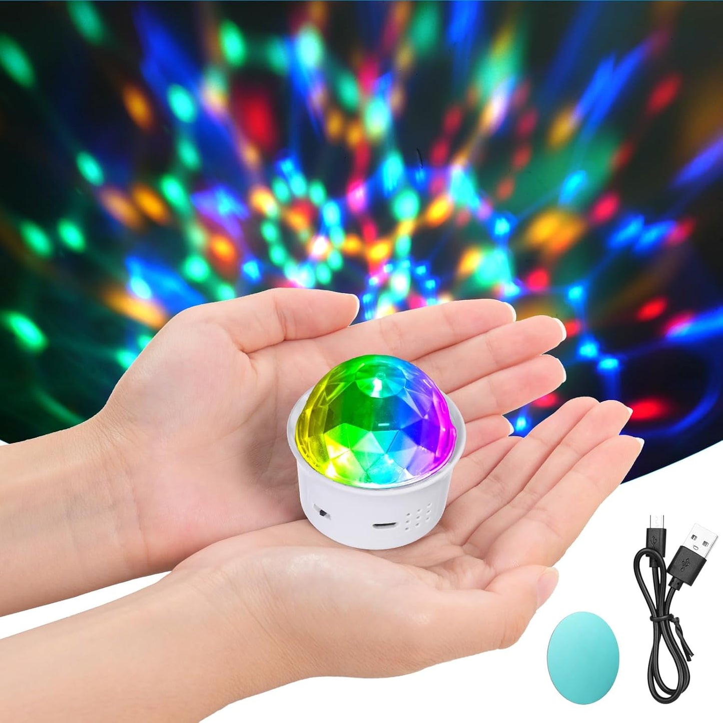 186912 - URAQT Mini Disko Drite, Top DJ me Kontroll Zeri dhe USB, Drite Party Stroboskobike, Drite Ndricimi Skenash, Portable Rikarikueshme Disko Topi, per Dekorim Makine brendshme, E Bardhe