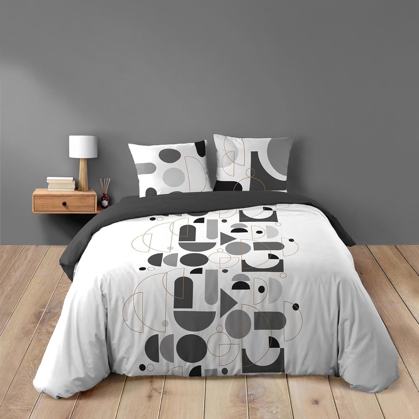 221846 - DOUCEUR D'INTÉRIEUR Komplet shtrati me 3 pjesë (240 x 220 cm) Chilipop i zi, 100% pambuk