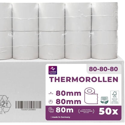 267900 - LYNNE Rrotull Termik 80mm x 80m x 12mm, Rrotull 80x80 për Printer, Pa BPA, [20x]