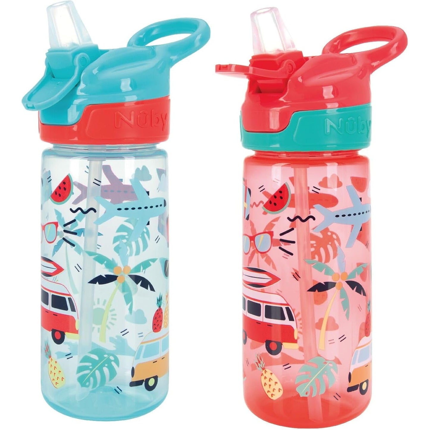 317650 - NUBY Super Quench Gotë për Fëmijë, 540 ml, i papërshkueshëm nga uji, dorezë mbajtëse, rozë, pako me 2 copë