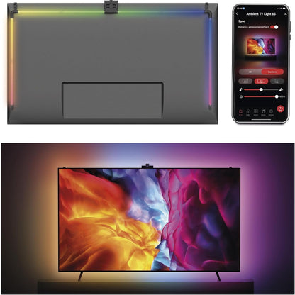 255123 - EMOS Ndriçim prapa për televizor 65" (164 cm), Tuba drite LED RGBIC, shkëlqim 610 lm, Lidhshmëri WiFi, Kontroll Aplikacioni
