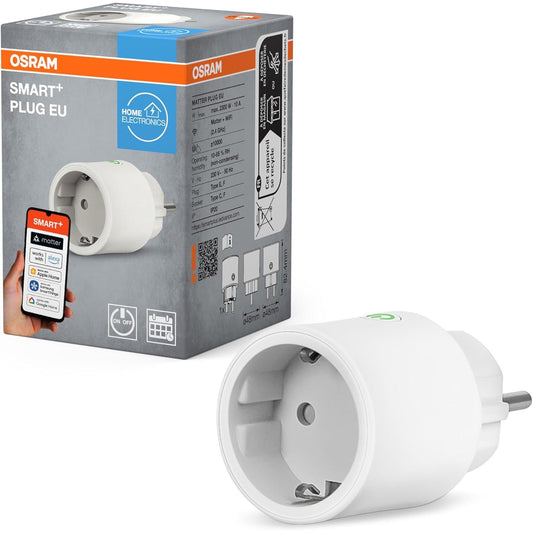 164812 - OSRAM - Priza Inteligjente me WiFi, përshtatshme për Alexa dhe Matter, Kapacitet deri në 2300W, Nuk është e Përshtatshme për Aplikacionin SMART+, Pako me 1 Copë