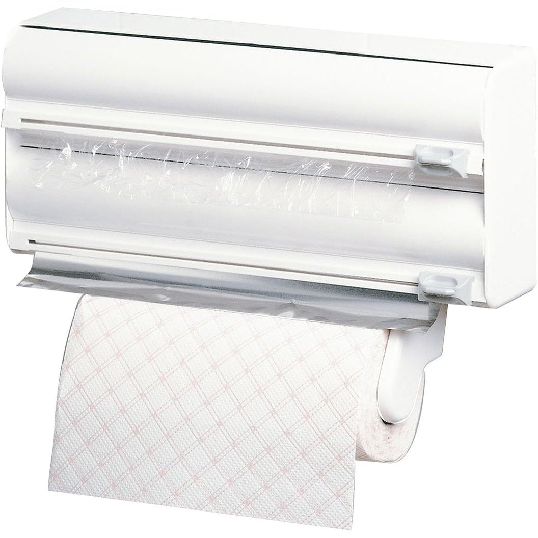 247332 - RAYEN Mbajtëse për Role Kuzhine me 3 Mbajtëse, e Montuar në Mur, Funksion Prerjeje, Përmasat: 38x10x25.5 cm, E Bardhë