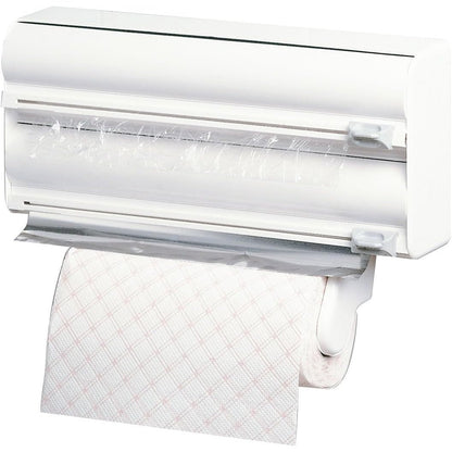247332 - RAYEN Mbajtëse për Role Kuzhine me 3 Mbajtëse, e Montuar në Mur, Funksion Prerjeje, Përmasat: 38x10x25.5 cm, E Bardhë