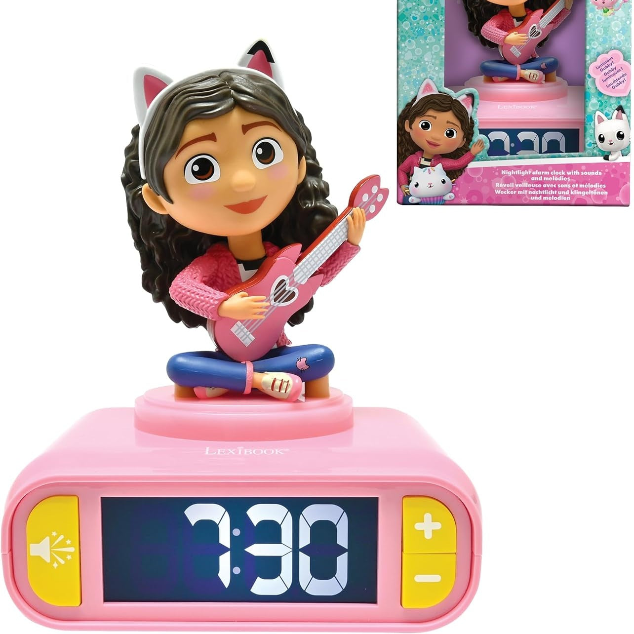 245550 - LEXIBOOK Shtëpia e Kukullave të Gabby-t RL800GDH Orë me Alarm me Dritë Nate, Ekran LCD me Ndriçim, Rozë