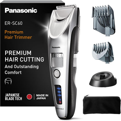 274860 - PANASONIC ER-SC60-S803, Makinë Prerëse Flokësh për Meshkuj, Portative, 20 Gjatësi të Rregullueshme, Argjendi