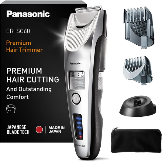 274860 - PANASONIC ER-SC60-S803, Makinë Prerëse Flokësh për Meshkuj, Portative, 20 Gjatësi të Rregullueshme, Argjendi