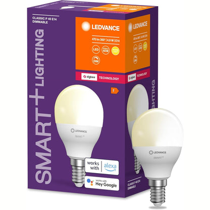 223720 - LEDVANCE Llambë Zigbee E14 LED, 4.9 W (470 lumen), zëvendëson 40 W, e bardhë e ngrohtë (2700 K), e pajtueshme me Alexa dhe Google
