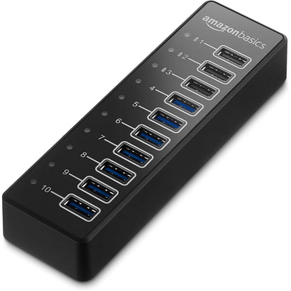 299354 - AMAZON BASICS Hub USB 3.1 me 10 porta dhe adaptor rryme - 65 W (20 V/3.25 A), i Zi